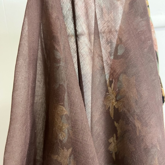 Vintage 1970s One of a Kind Brown Floral Semi-Sheer Wrap Dress - Picture 11 of 11